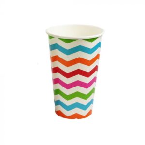 16 oz Chevron Print Rainbow Paper Cold Cup - 1 case (1000 piece)