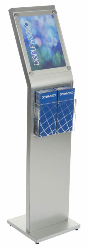 Deluxe Brochure Stand, Clear Faceplate Sign Holder, Acrylic Literature Pockets