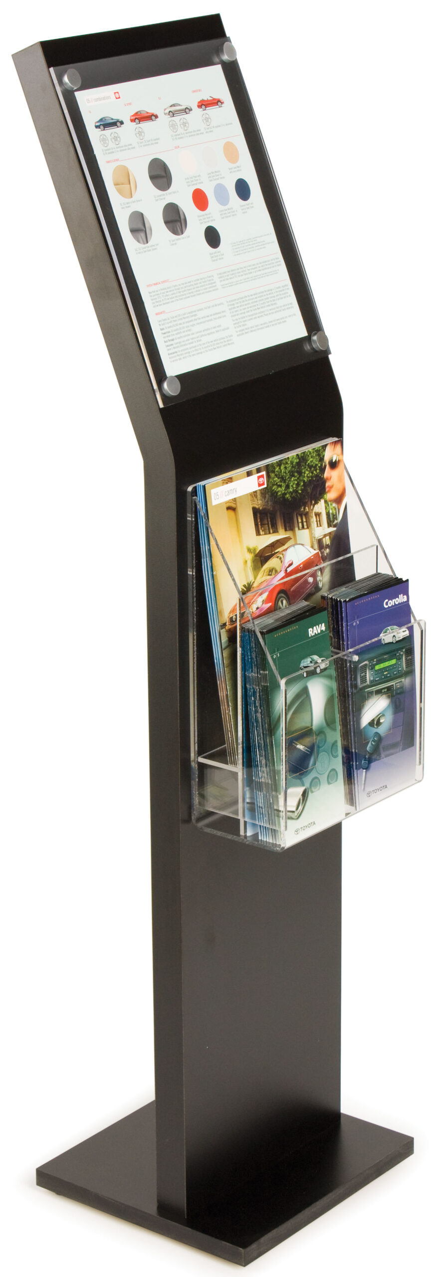 Deluxe Brochure Stand, Clear Faceplate Sign Holder, Acrylic Literature Pockets
