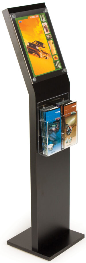 Deluxe Brochure Stand, Clear Faceplate Sign Holder, Acrylic Literature Pockets