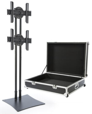 Dual TV Stand w/ 2 Rotating Brackets, Monitors 32” – 70”, Travel Case - Black