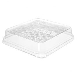 Eco-Products 7" Clear PLA Dome Lid for Square Sugarcane Tray - 1 case (300 piece)