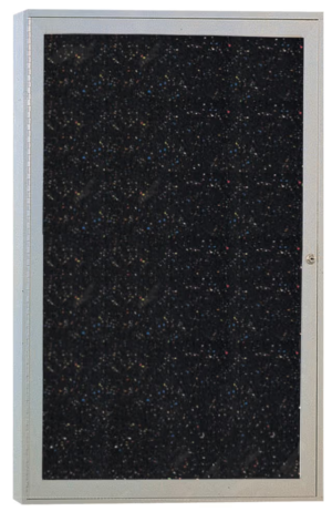 18 x 24 Enclosed Bulletin Board with Locking Door - Silver