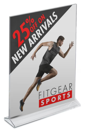 Recycled Acrylic Countertop Sign Holder, Top Insert, T-Style Design - Clear