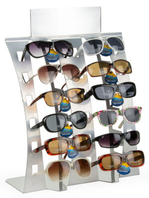 Eyeglass Display, Countertop, Holds 12 Pairs - Silver