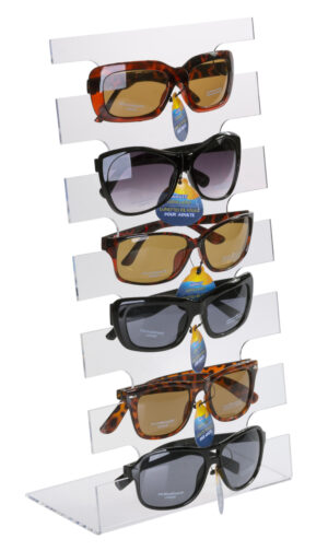 Eyeglass Display, Countertop, Slant Back Design, Holds 6 Pairs - Clear