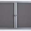 48 x 36 Enclosed Bulletin Board w/ Swing Doors, Locking - Silver with Gray Fabric