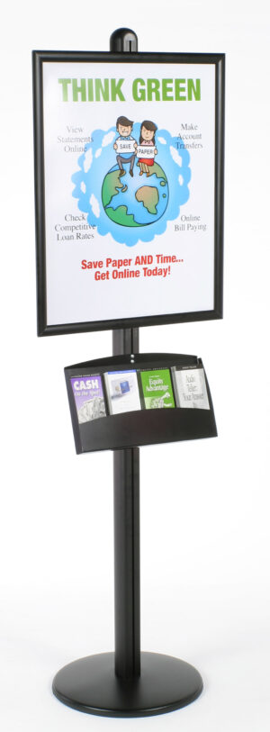 Floor Stand Poster Holder with Brochure Holder, Single-Sided