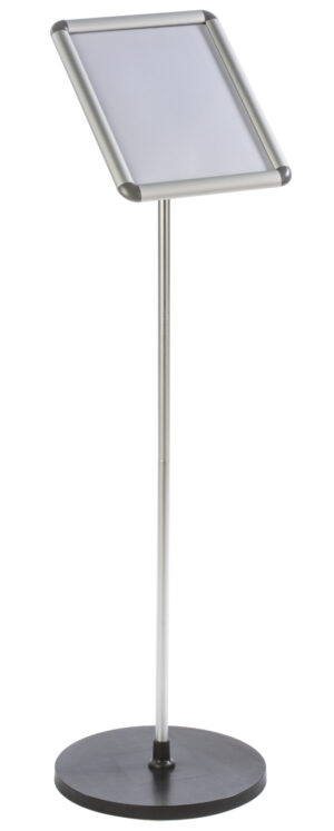 Floor Standing Menu Stand, Snap Open Frame, Tilting Bracket