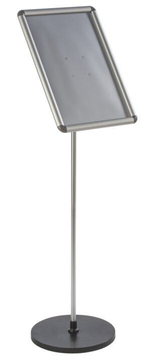 Floor Standing Menu Stand, Snap Open Frame, Tilting Bracket