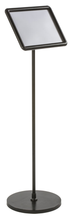 Floor Standing Menu Stand, Snap Open Frame, Tilting Bracket