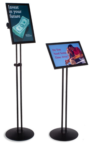 Floor Standing Poster Holder, Angled Tilt Design, Adjustable Height