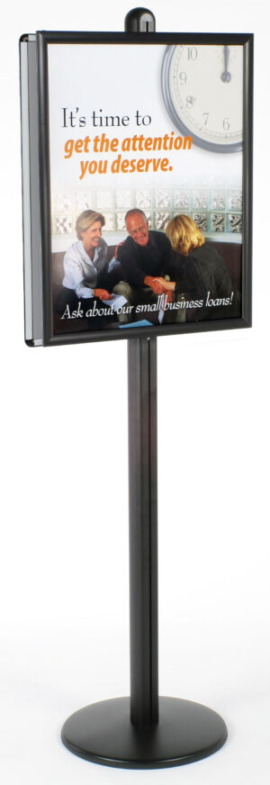 Floor Standing Poster Holder, Snap Open Frames, Double-Sided