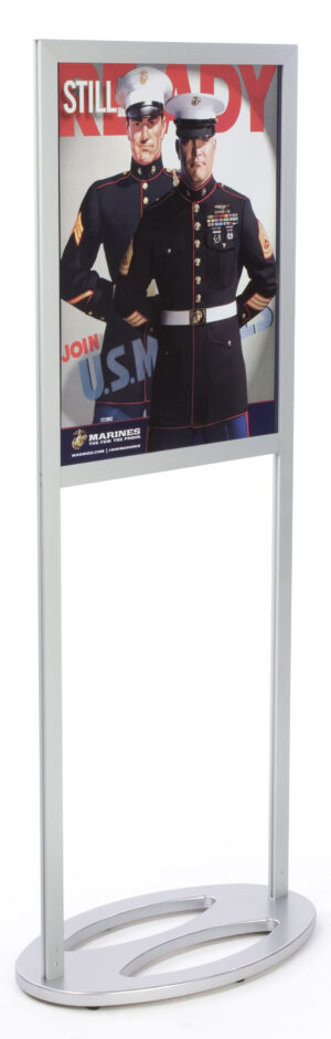 Floor Standing Poster Holder, Top Loading, Double-Sided