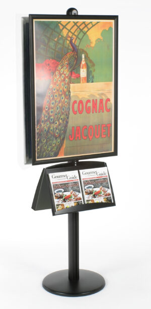 Floor Standing Poster Holder with 2 Literature Trays, Double-Sided