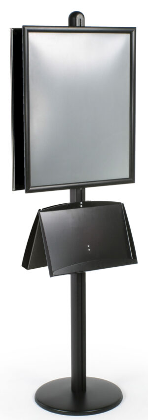 Floor Standing Poster Holder with 2 Literature Trays, Double-Sided