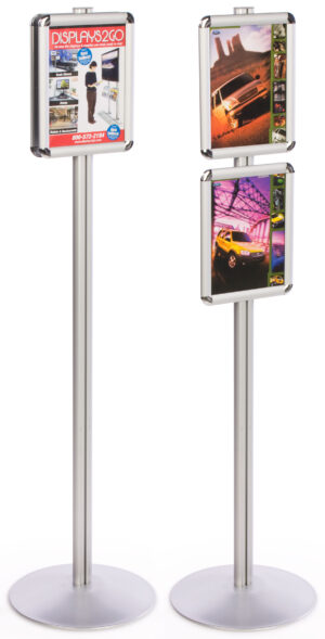 Floor Standing Sign Holder, Rotating Snap Frames - Silver