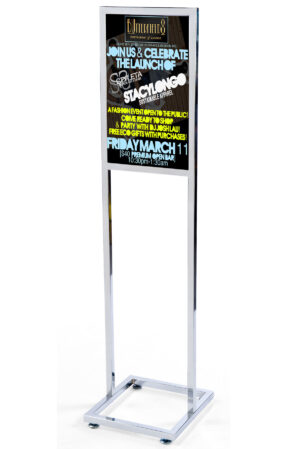 Floor Standing Sign Holder, Top Insert, Double-Sided - Chrome