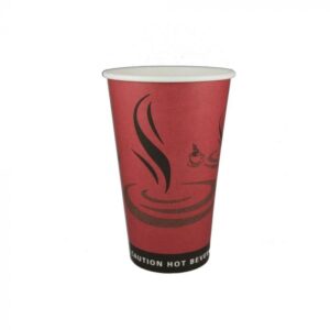 16 oz Red Print Single Wall Paper Hot Cup - 1 case (1000 piece)