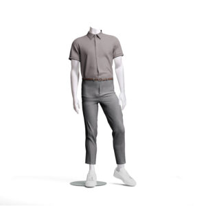 Headless Mannequins w/ Glass Base, Standing Poses, Male - White