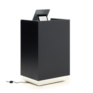 Hostess Stand w/ Illuminated Color-Changing Base, Locking Drawer, Shelf - Black