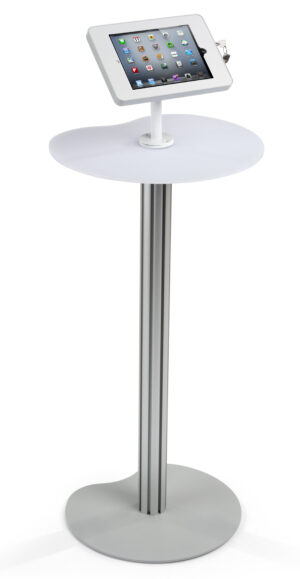 iPad Floor Stand w/ Locking Enclosure u0026 Seamless Power Cord Management - Silver