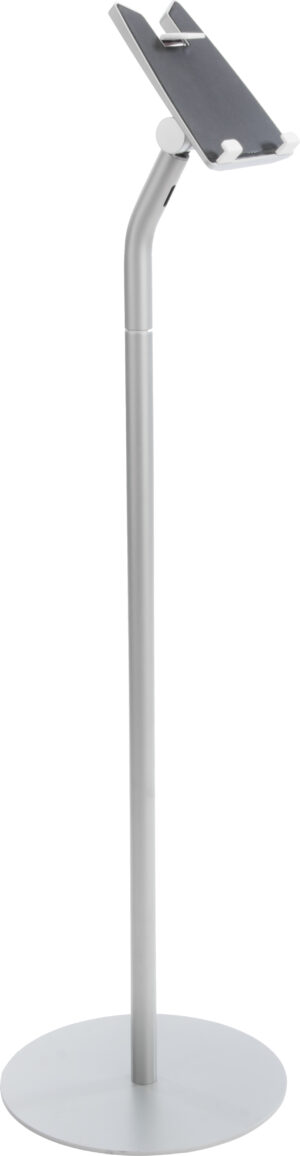 iPad Floor Stand w/ Optional Locking Kit, Tilting Bracket - Silver