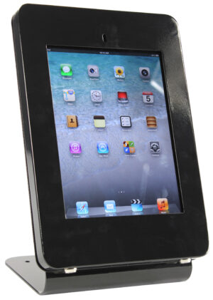 iPad Stands w/ Locking Enclosure, Hidden Home Button - Black