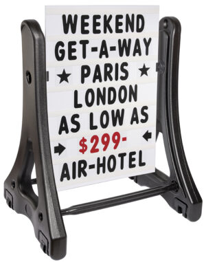 Letter Board Sidewalk Sign, Double Sided, Rolling Base - Black