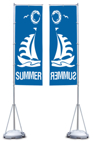 13' Banner Flag Stand with 1 Color Custom Printing, Single-Sided