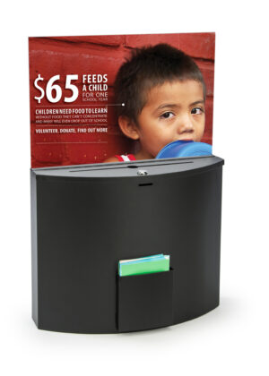 Locking Metal Ballot Box w/ 17 x 11 Header for Wall or Countertop - Black