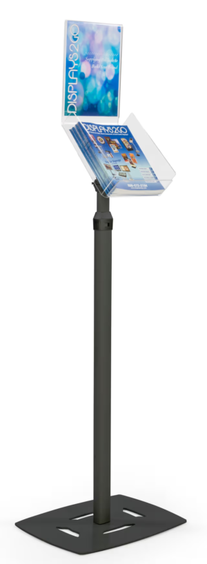 8.5" x 11" Floor Standing Sign Display with Acrylic Magazine Holder, 9.5"w Pocket