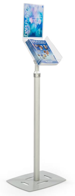 8.5" x 11" Floor Standing Sign Display with Acrylic Magazine Holder, 9.5"w Pocket