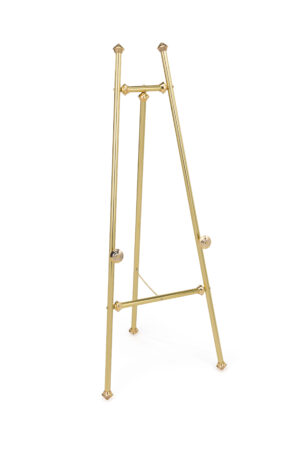 Metal Display Easel for Floor, Decorative Details, Fixed Pegs - Gold Finish