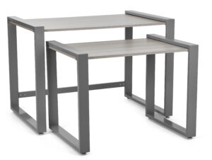 Nesting Display Tables w/ Faux Wood Grain Finish, Rectangular, Set of 2 - Gray