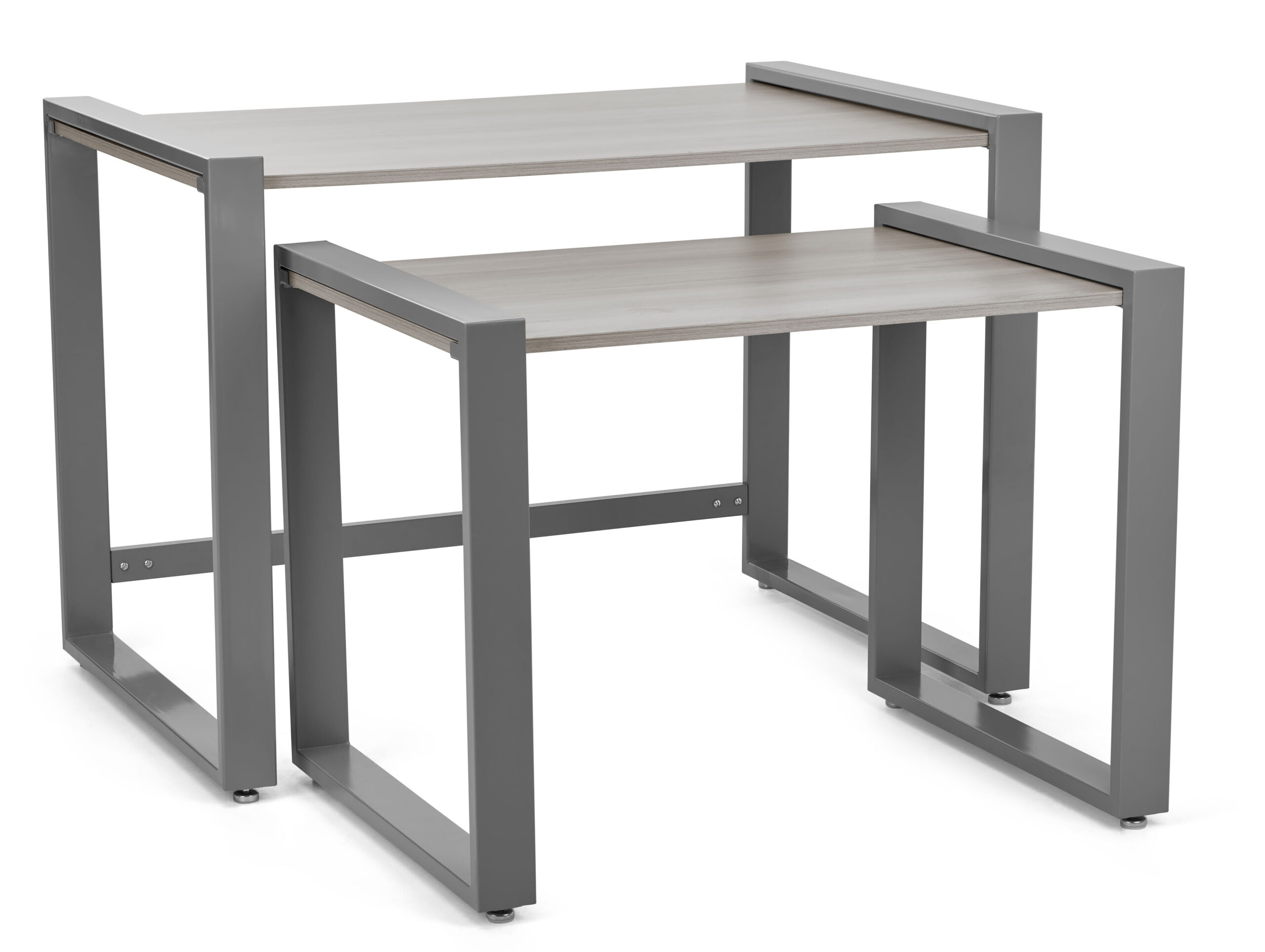 Nesting Display Tables w/ Faux Wood Grain Finish, Rectangular, Set of 2 - Gray