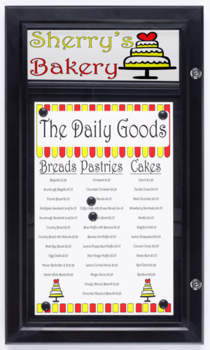 Enclosed Bulletin Board for (1) 11 x 17 Sheet, Outdoor Use, Magnetic, Header - Black