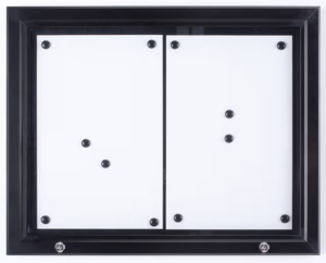 Enclosed Bulletin Board for (2) 11 x 17 Signs, Outdoor Use, Magnetic, Locking - Black