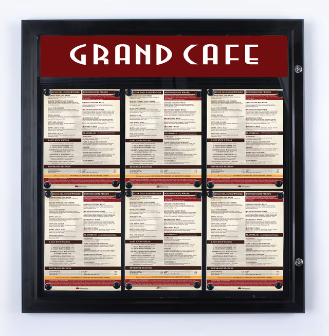 Enclosed Bulletin Board for (6) 8.5 x 11 Sheets, Outdoor Use, Header, Magnetic, Black