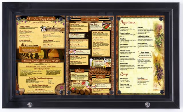 Enclosed Bulletin Board for (3) 8.5 x 14 Sheets, Outdoor Use, Magnetic - Black