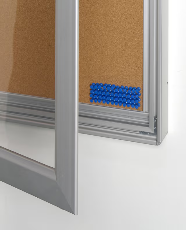 41 x 42 Enclosed Bulletin Board for Outdoor Use, with Locking Door - Silver - Image 2