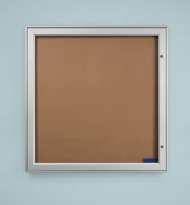 41 x 42 Enclosed Bulletin Board for Outdoor Use, with Locking Door - Silver
