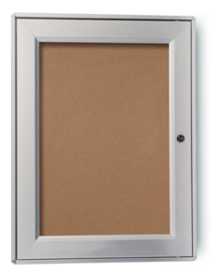 24.5 x 18.5-Inch Enclosed Bulletin Board for Outdoor Use, with Locking Door - Silver