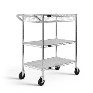 OfficeSource 3-Shelf Chrome Cart with Casters