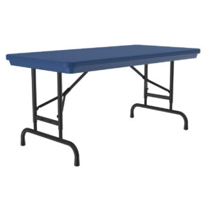 OfficeSource | Colorful Blow Mold Folding Tables | Adjustable Height Blow Mold Table - 48" x 24"
