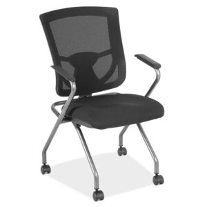 OfficeSource | CoolMesh Pro | Mesh Back Nesting Chair with Upholstered Seat and Titanium Frame