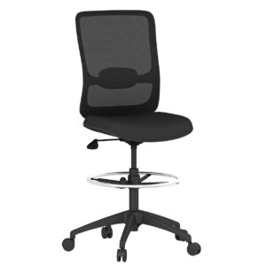 OfficeSource Orion Armless Mesh Back Task Stool with Black Frame