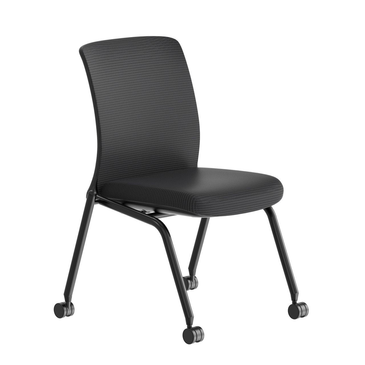 OfficeSource Orion Armless Nesting Chair with Black Frame - Set of 2