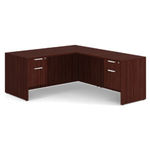 OfficeSource OS Laminate Collection Double 3/4 Pedestal "L" Desk - 66" x 30"