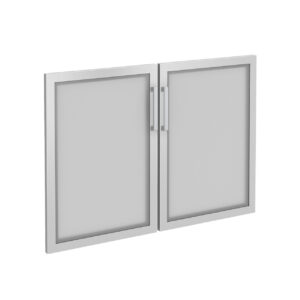 OfficeSource OS Laminate Collection Tempered Glass Silver Frame Cabinet Door For OS113